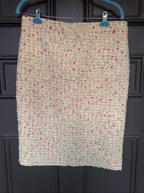 NWT J. Crew Neon Tweed Pencil Skirt in Lime and Pink Speckle